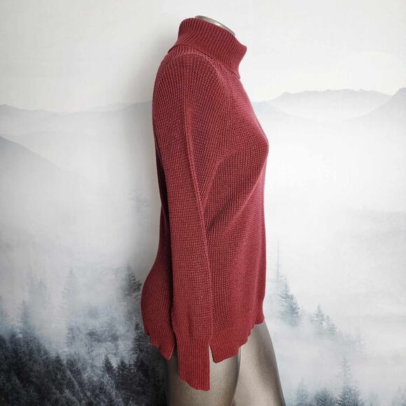 J. Crew Red Knit Turtleneck Ribbed Pullover Sweater | Women's Small - Picture 4 of 10